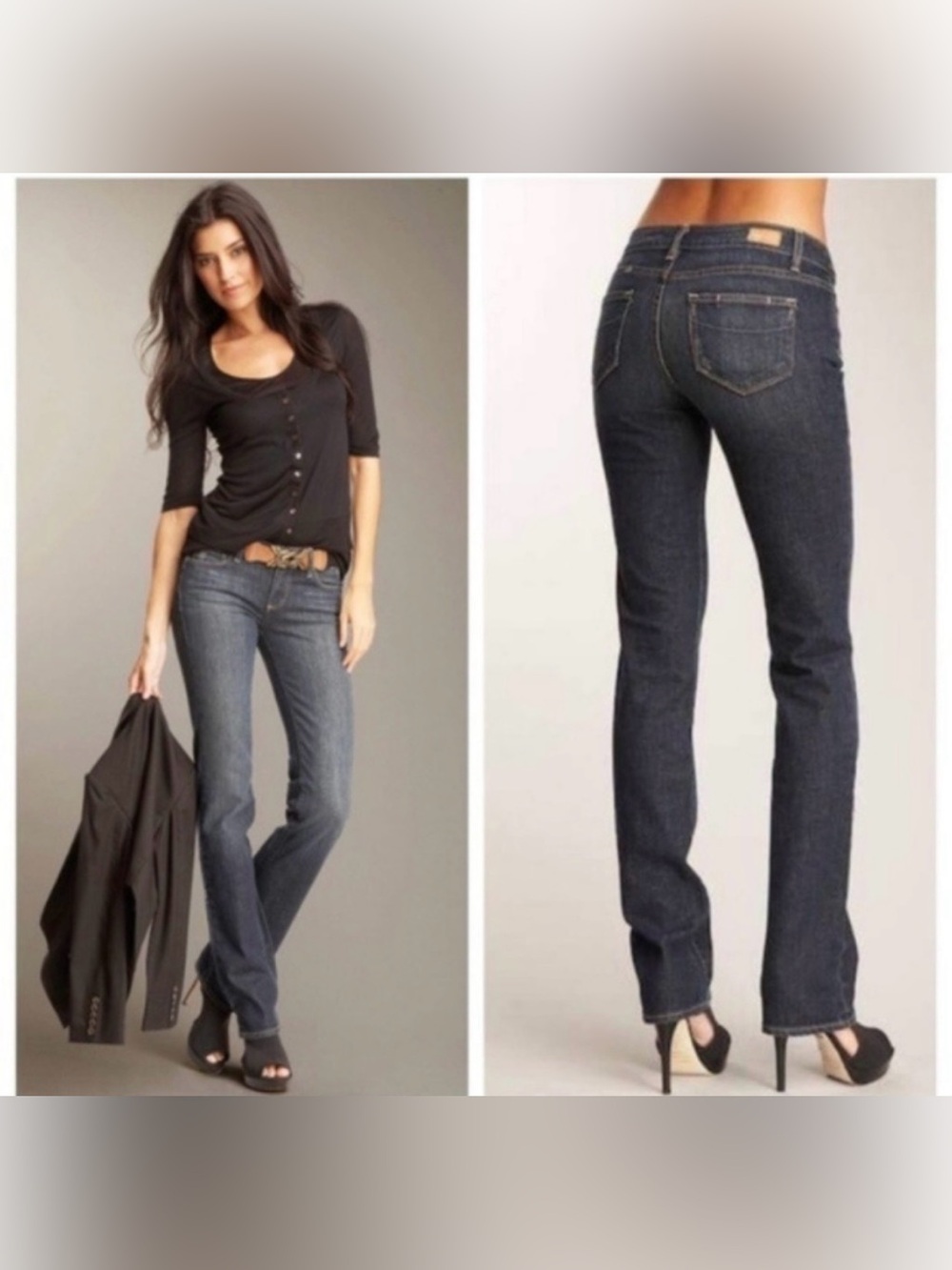 Vtg 2005 Y2K Paige Melrose Premium Denim Dark Indigo Jeans, Low rise, Sz 27 - Picture 2 of 8